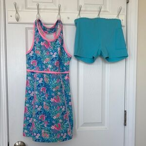 Tommy Bahama  Girls Blue Tank / tennis Dress with Teal Shorts 7/8